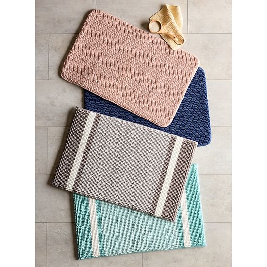  The Big One® Plush Stripe Memory Foam Bath Mat