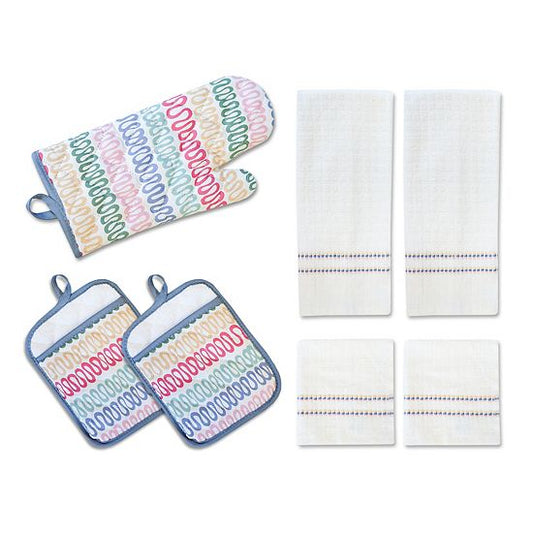  The Big One® 7-pc. Wiggle Stripe Kitchen Towel, Dishcloth, Oven Mitt & Pot Holder Set